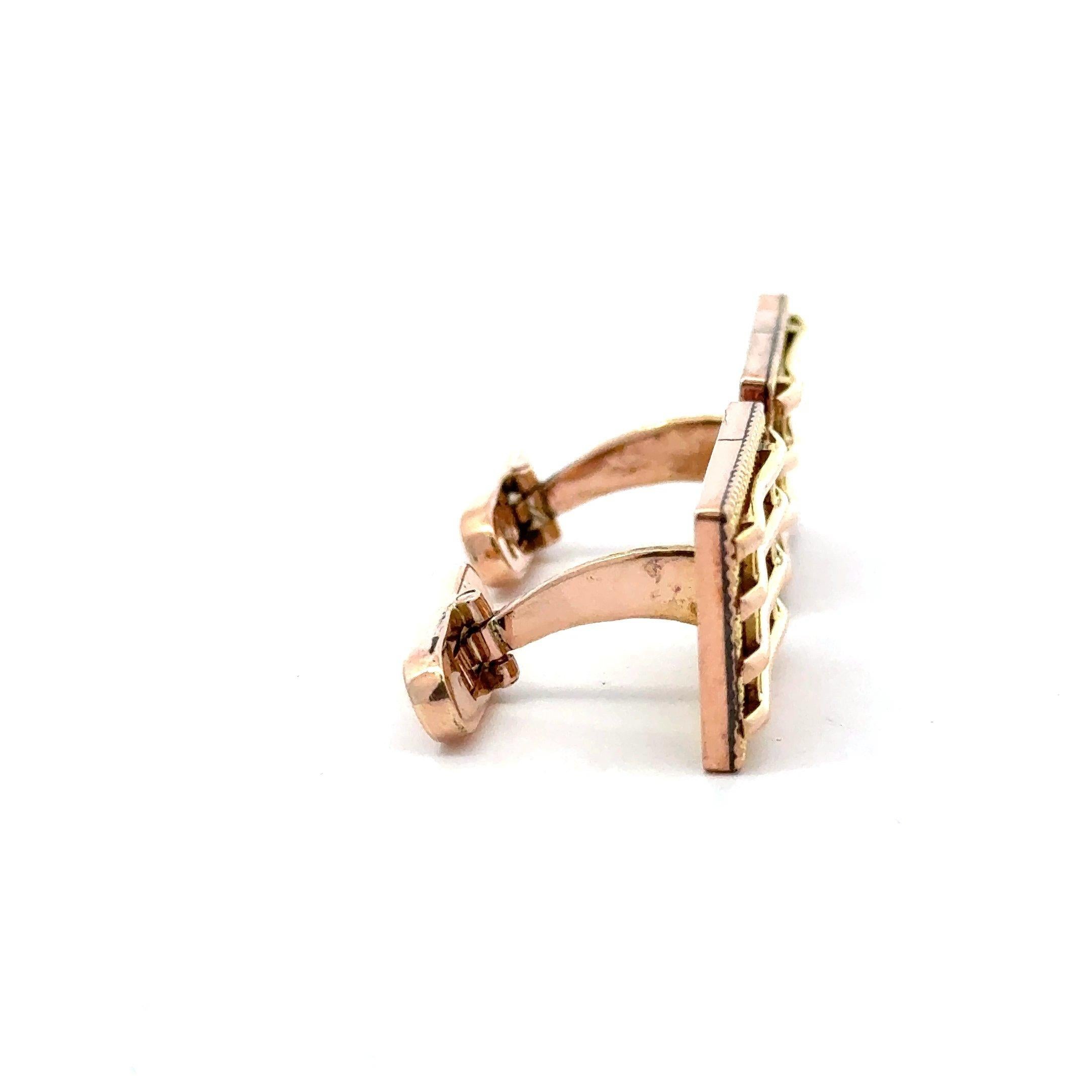 Rose & Gelbgold Retro Era 1940's Gold Manschettenknöpfe für Damen oder Herren im Angebot
