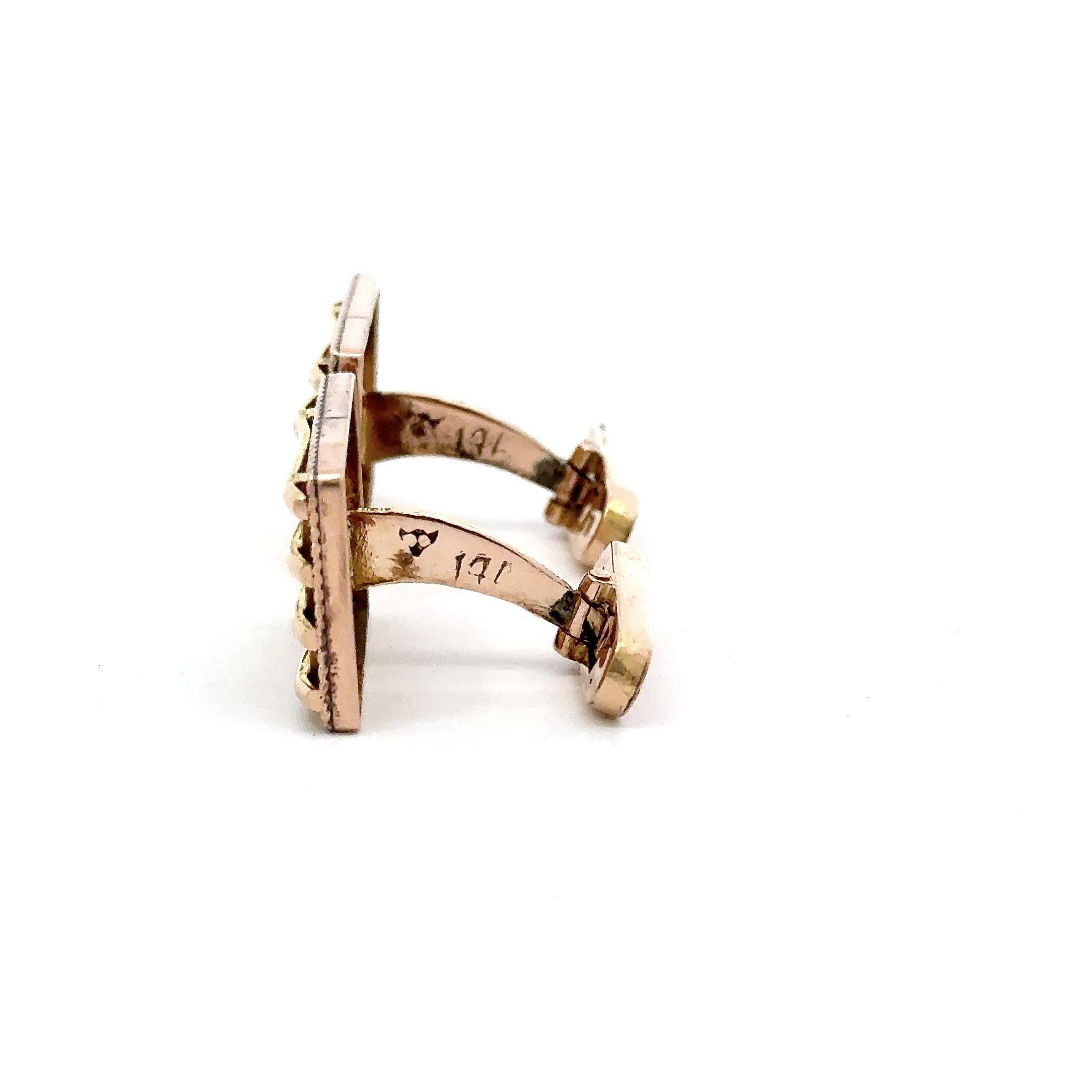 Rose & Gelbgold Retro Era 1940's Gold Manschettenknöpfe im Angebot 1