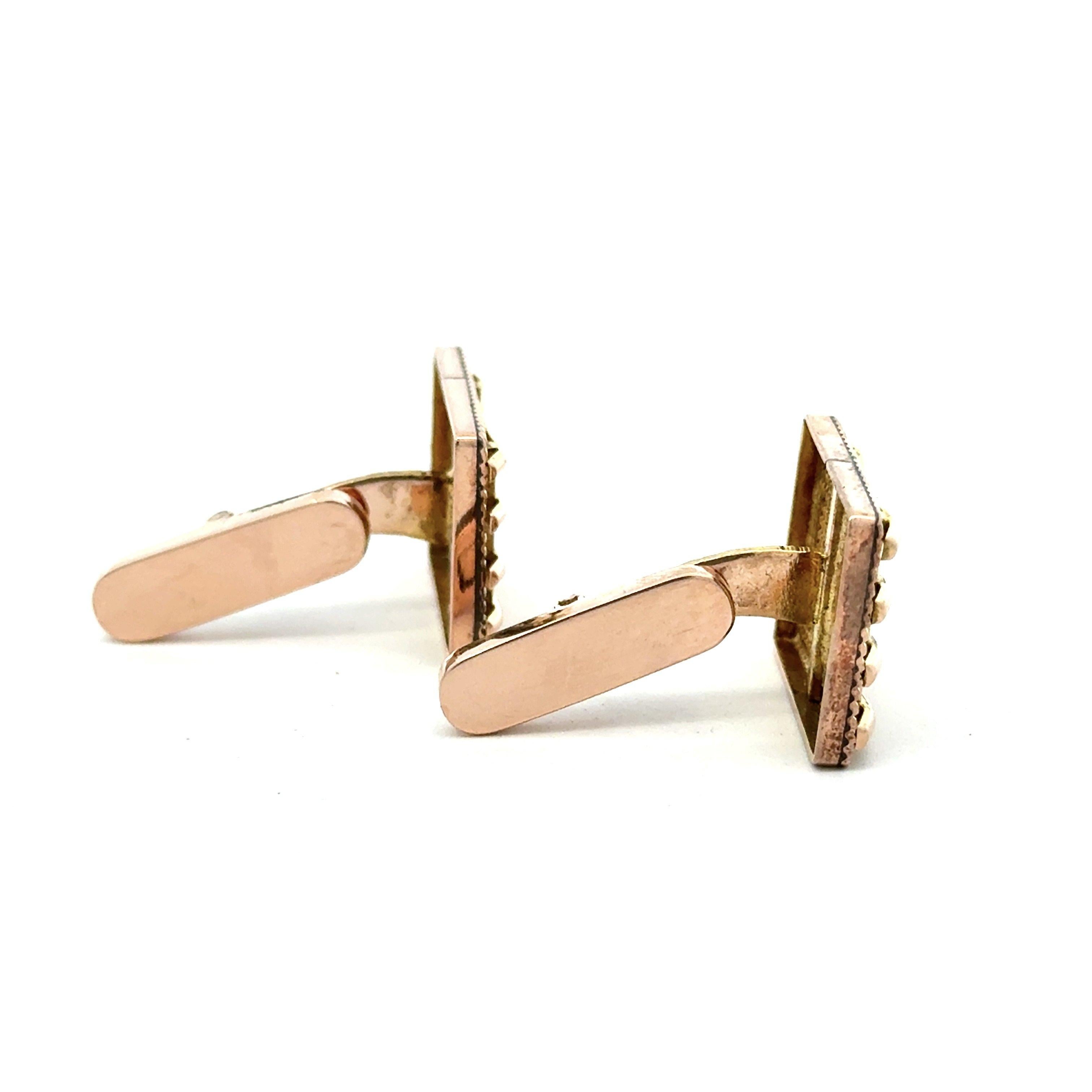 Rose & Gelbgold Retro Era 1940's Gold Manschettenknöpfe im Angebot 4