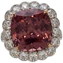 Rose Zircon and Diamond Ring