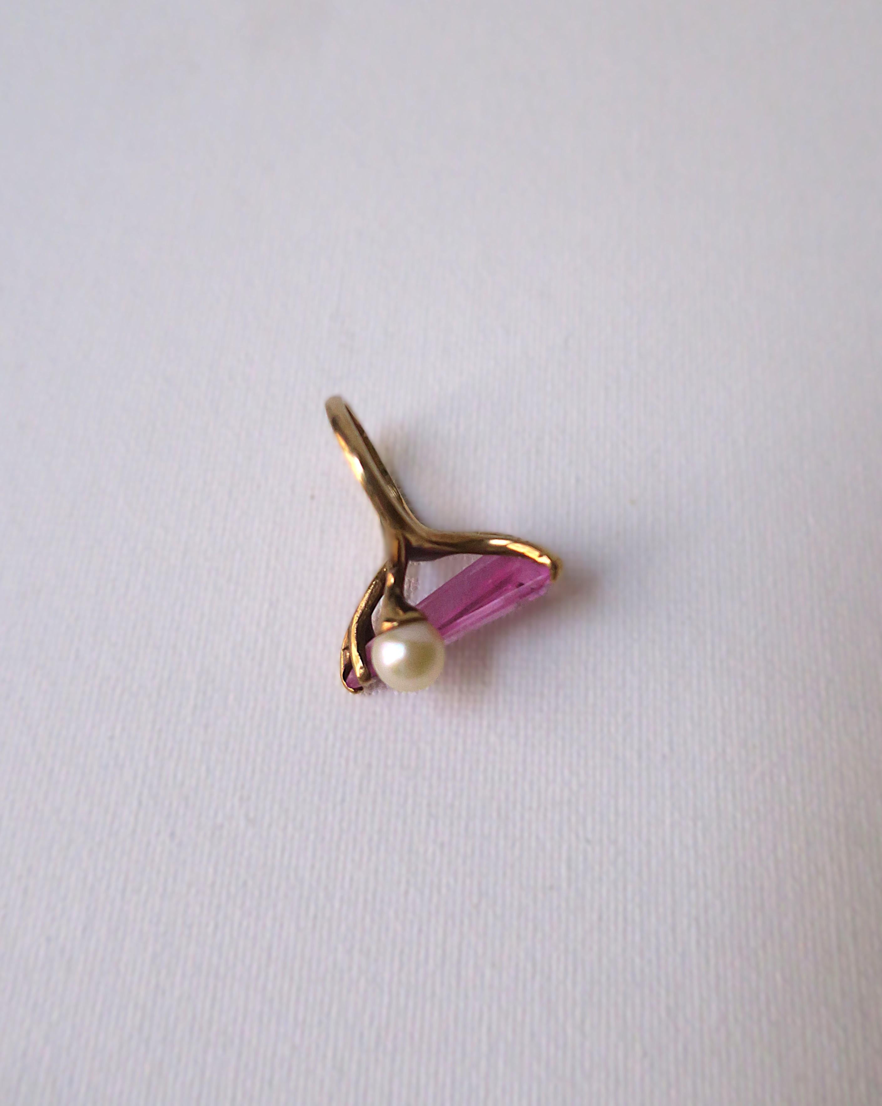 Rose Zircon Pearl Gold Cocktail Ring For Sale 5