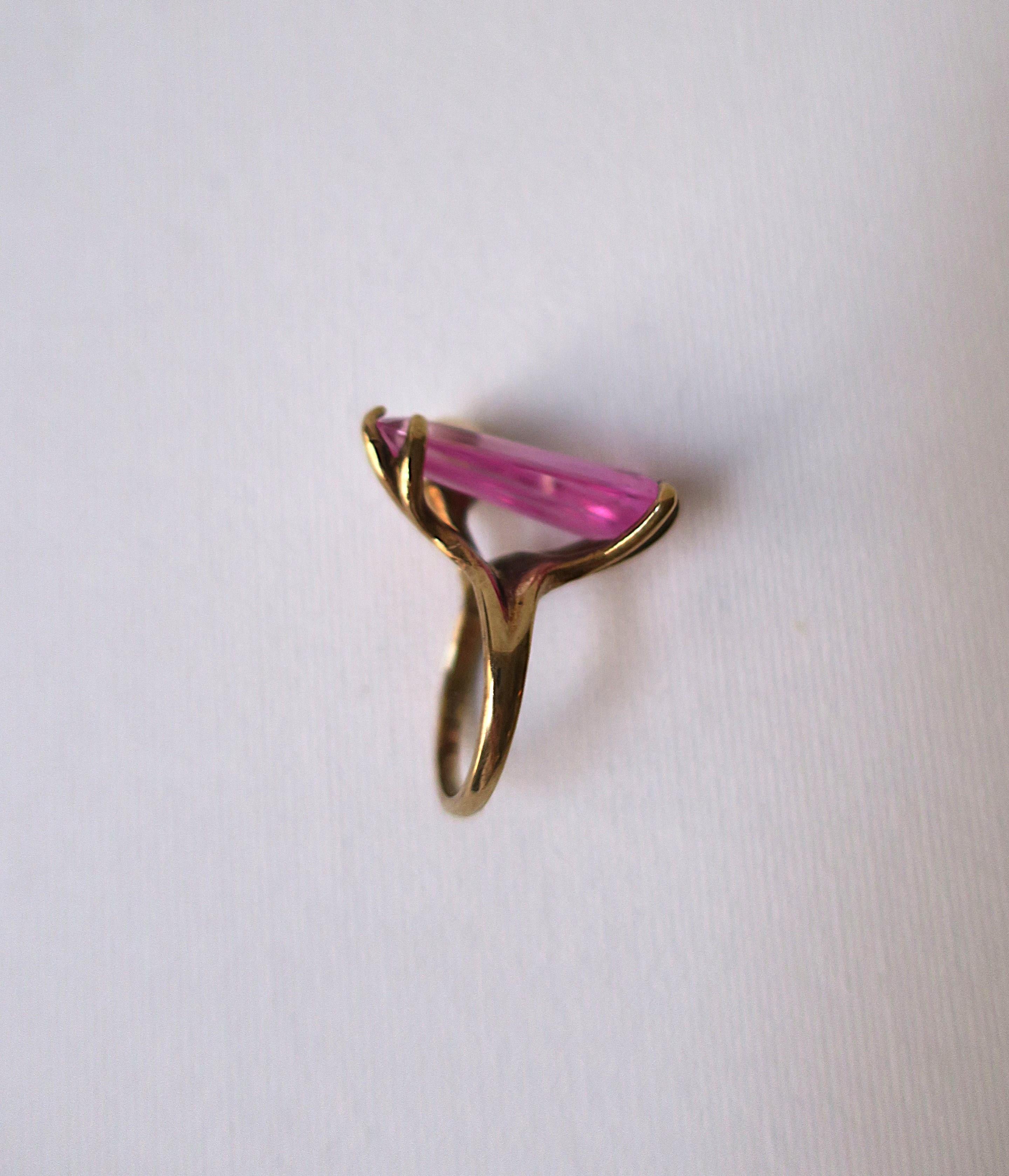 Rose Zircon Pearl Gold Cocktail Ring For Sale 6