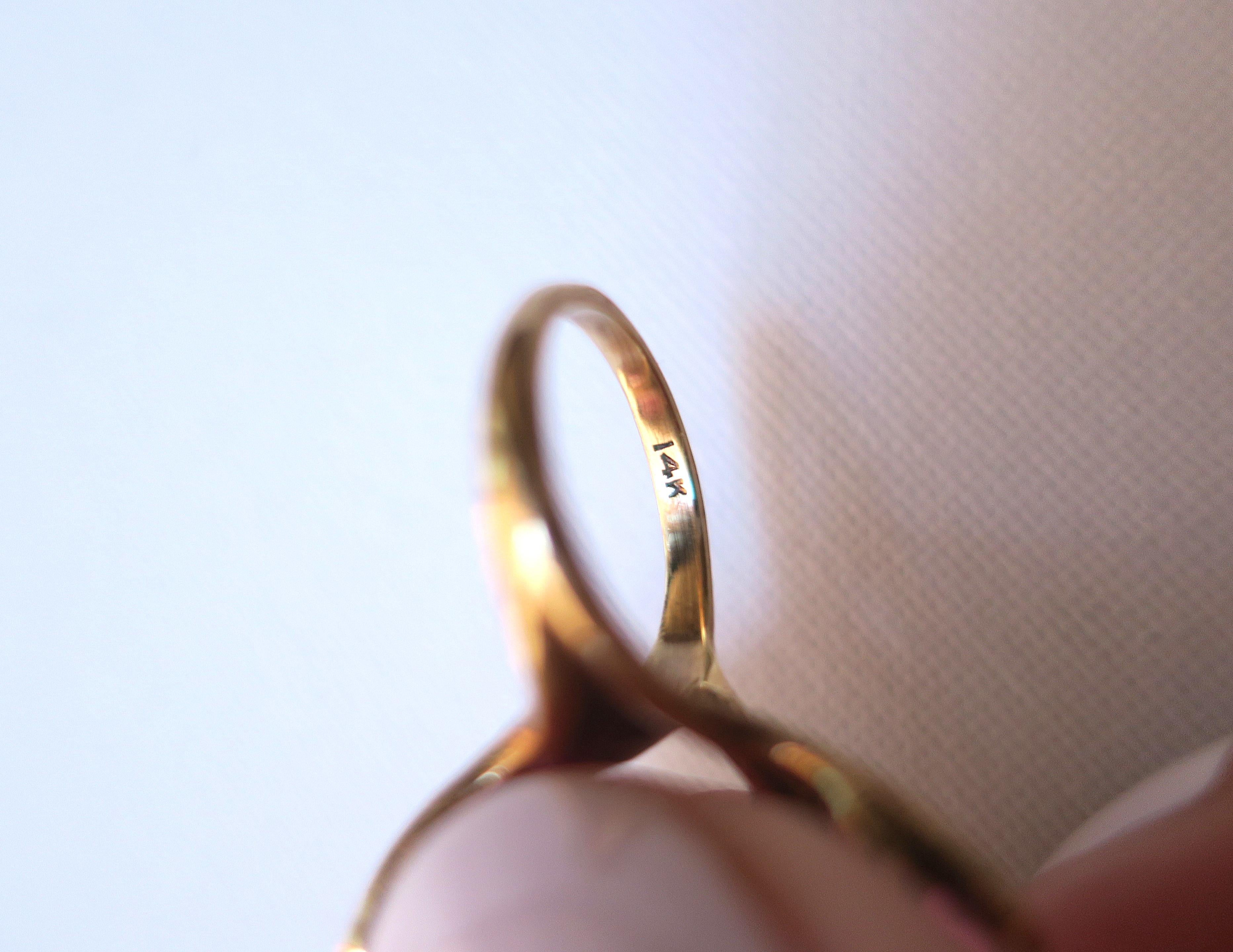 Rose Zircon Pearl Gold Cocktail Ring For Sale 8