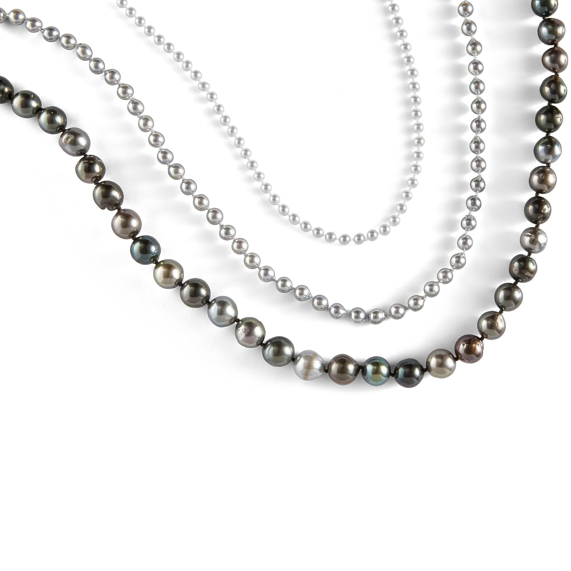 Women's Roseate Jewelry Akoya Mini 4.0-5.0mm White Pearl Strand 14k Yellow Gold Clasp For Sale