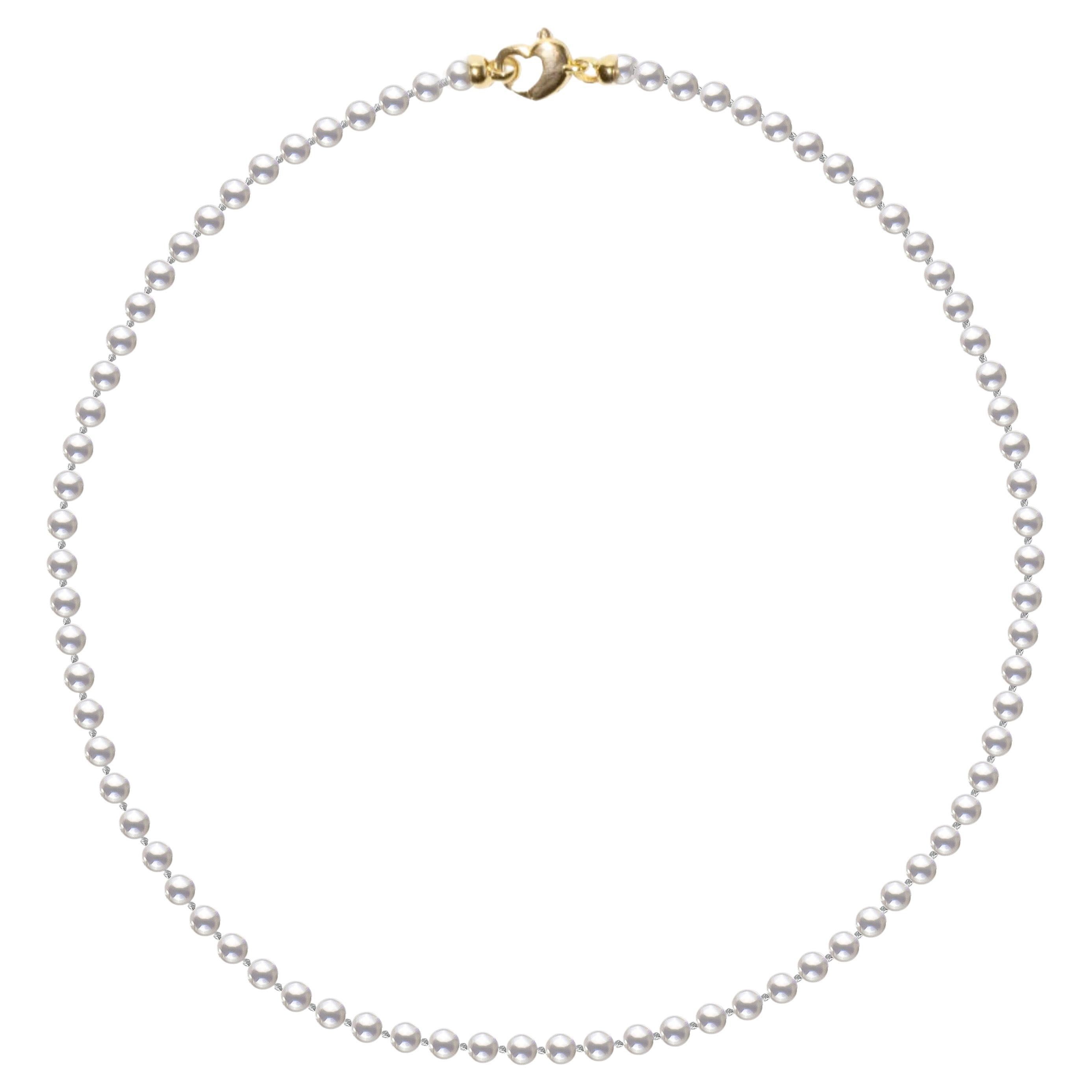 Roseate Jewelry Akoya Mini 4.0-5.0mm White Pearl Strand 14k Yellow Gold Clasp