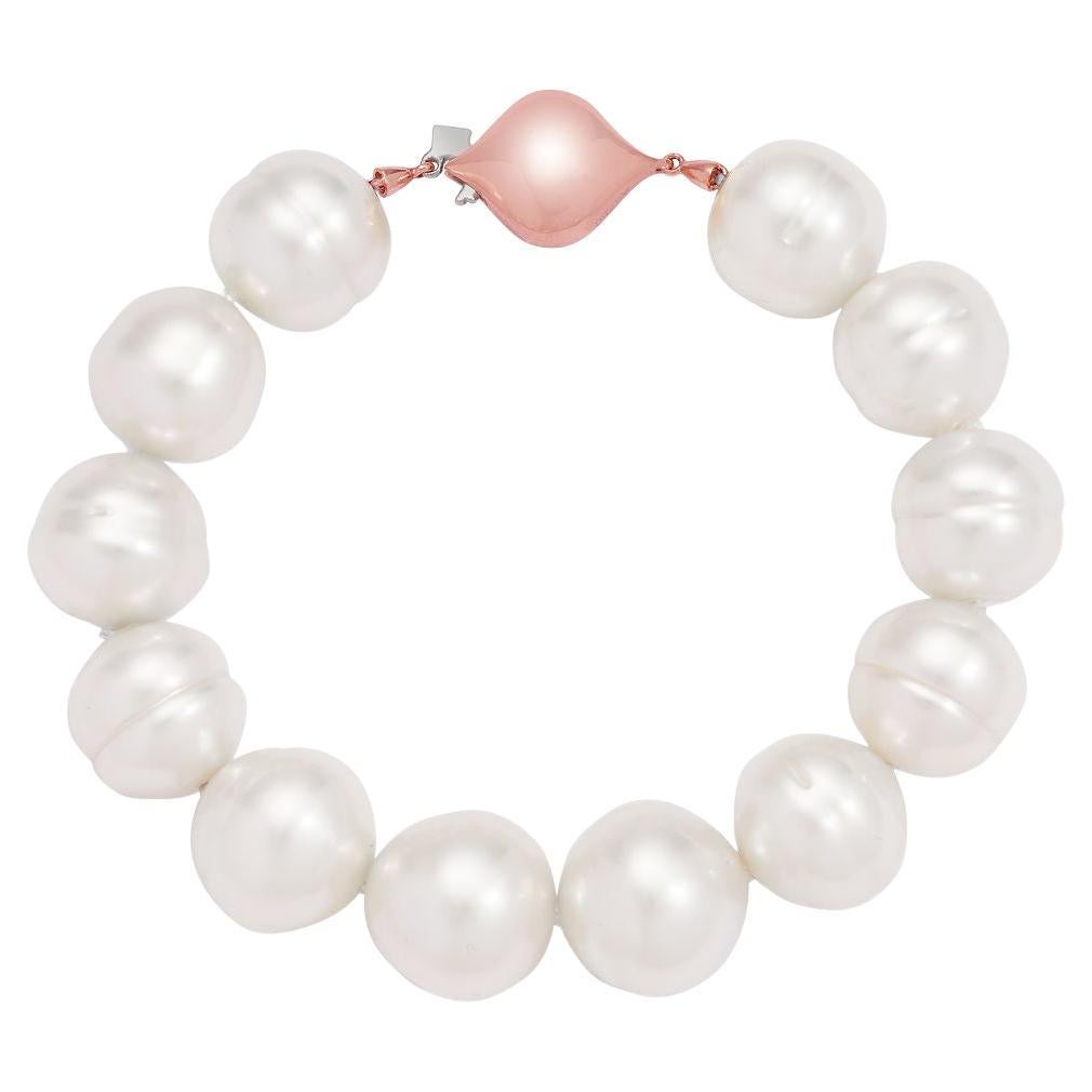 Roseate Jewelry Australian South Sea Circle Pearl Bracelet with 18K RG Clasp