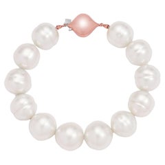 Roseate Jewelry Australian South Sea Circle Perlenarmband mit 18K RG-Verschluss, Rosenschmuck