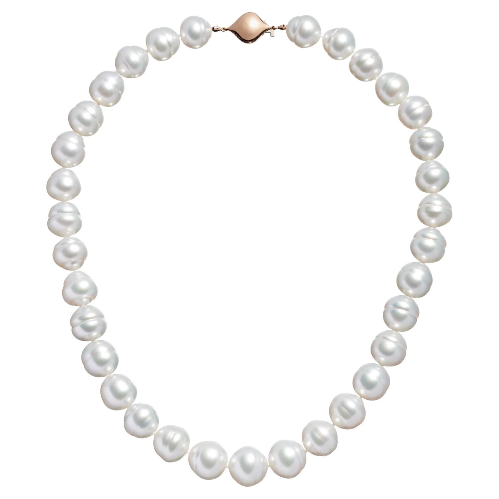 Roseate Jewelry Australian South Sea Circle Pearl Necklace with 18K RG Clasp For Sale