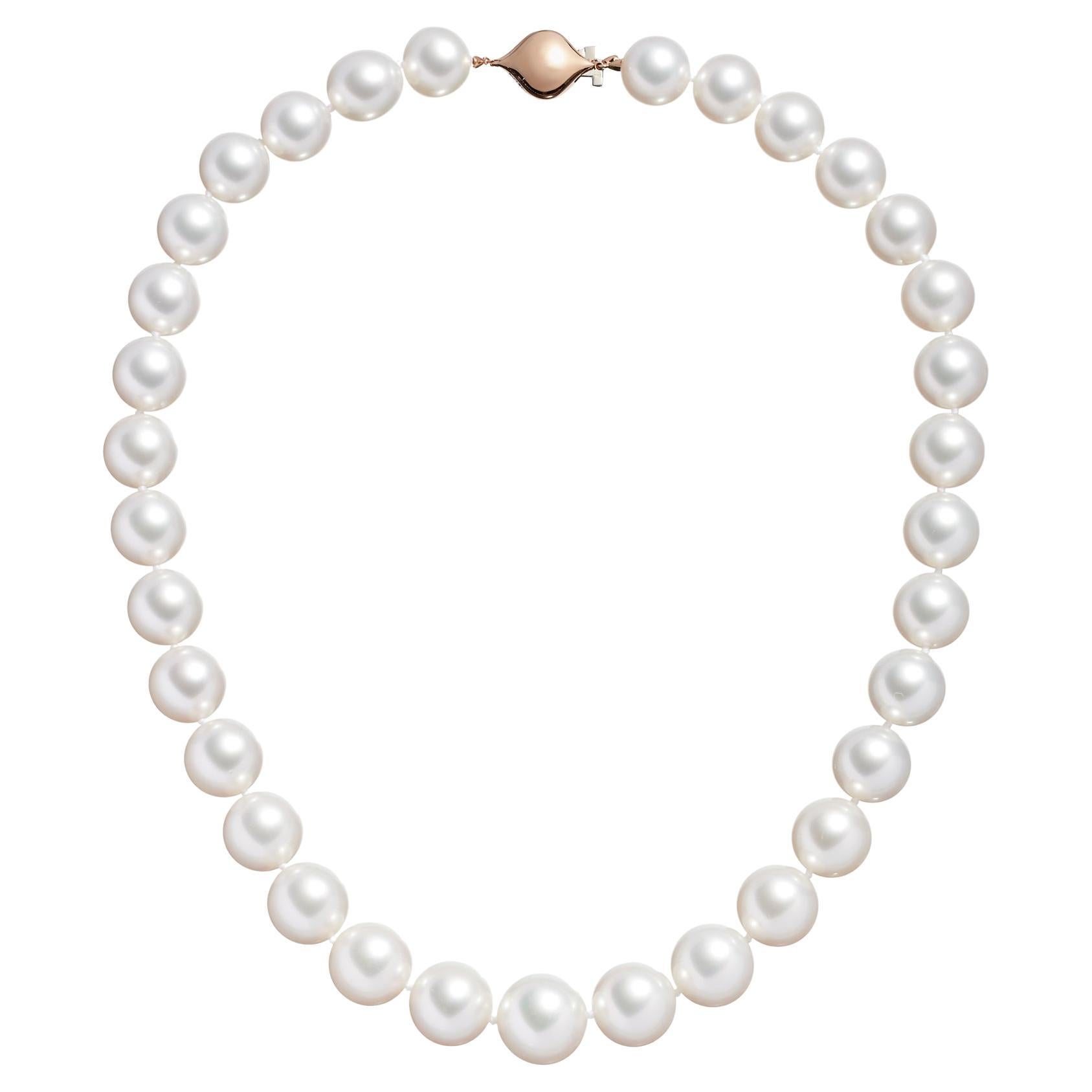Roseate Jewelry Australian South Sea Round Pearl Necklace in Rose Gold For Sale