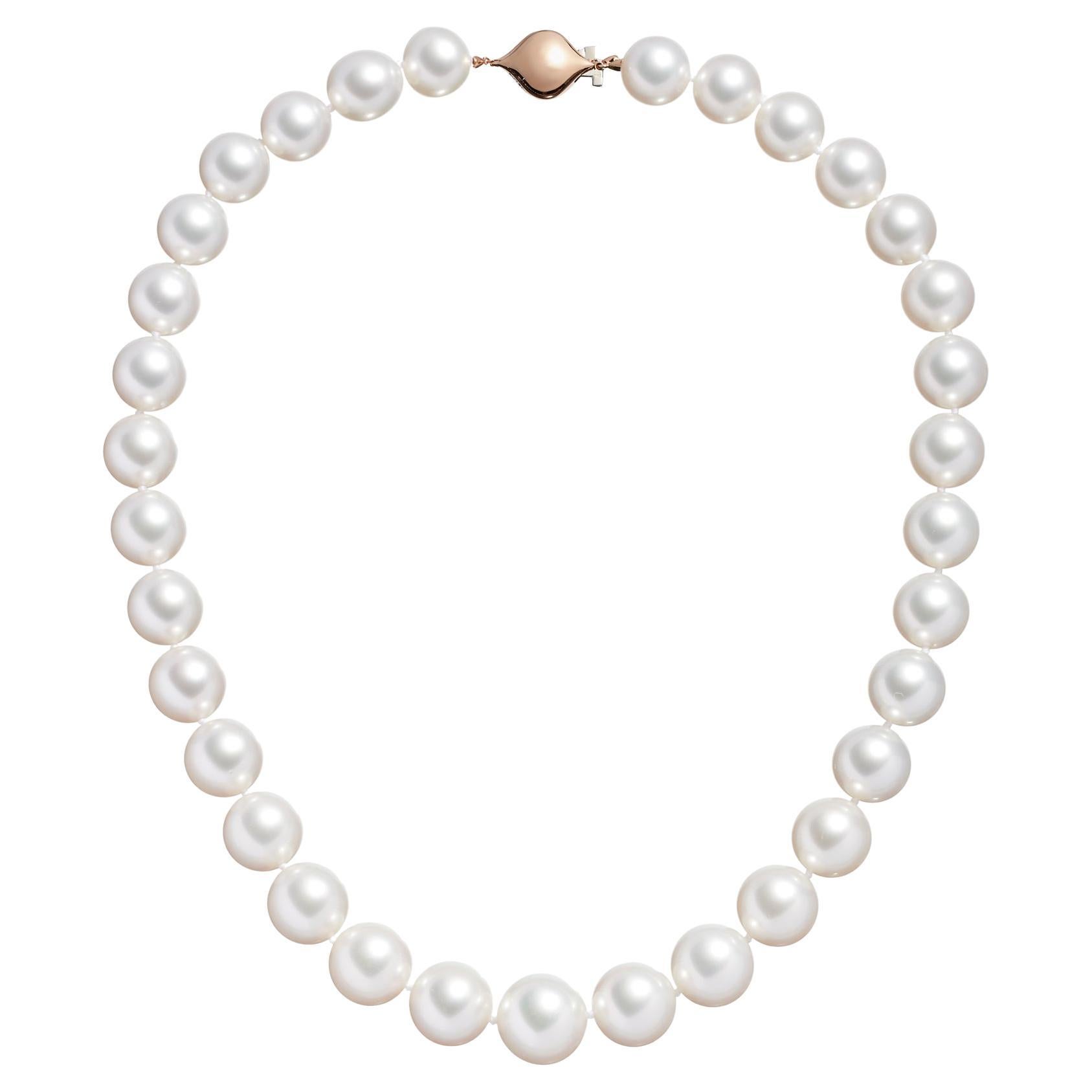 Roseate Jewelry Australian South Sea 12-15mm Round Pearl Necklace 18k RG Clasp
