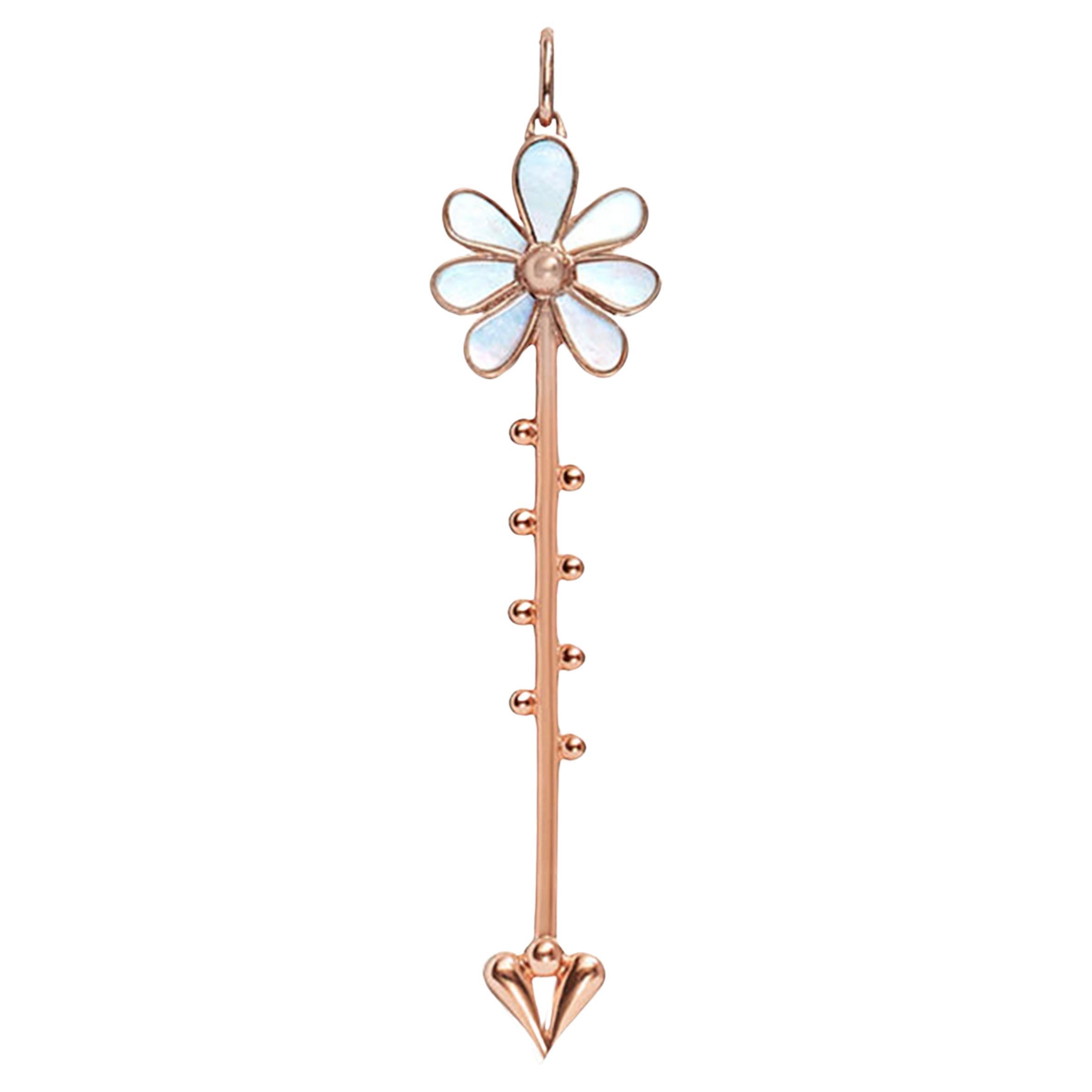 Roseate Jewelry Bloom Wand Pendant in 18k Rose Gold and Mother-of-Pearl For Sale