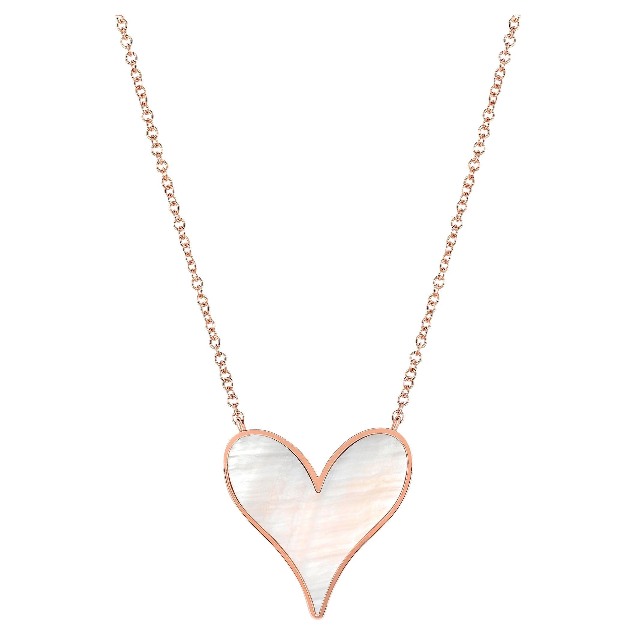 Roseate Jewelry Colgante Corazón 15mm en Oro Rosa de 18k y Nácar