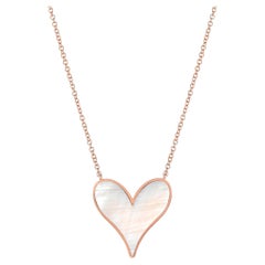 Pendentif cœur rose 15 mm en or rose 18 carats et nacre