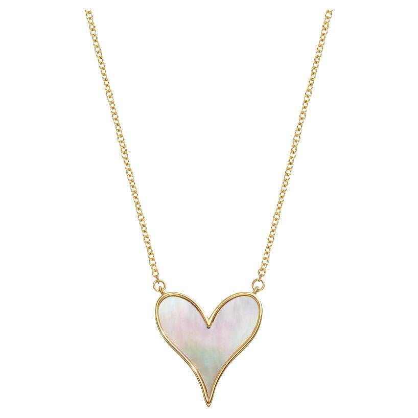 Roseate Jewelry Heart Pendant 15mm in 18k Yellow Gold and Mother-of-Pearl For Sale