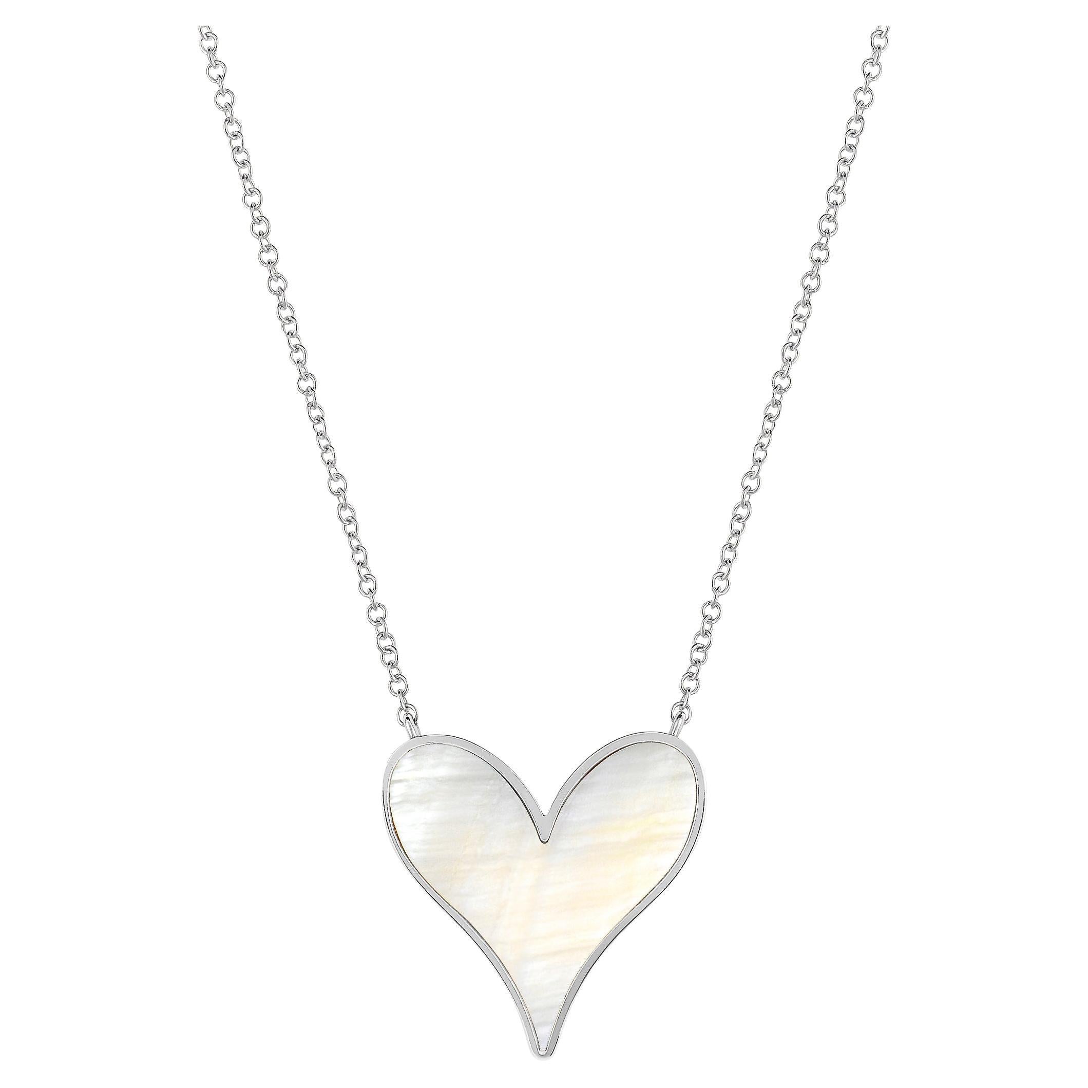 Roseate Jewelry Colgante Corazón 15mm en Plata de Ley y Nácar