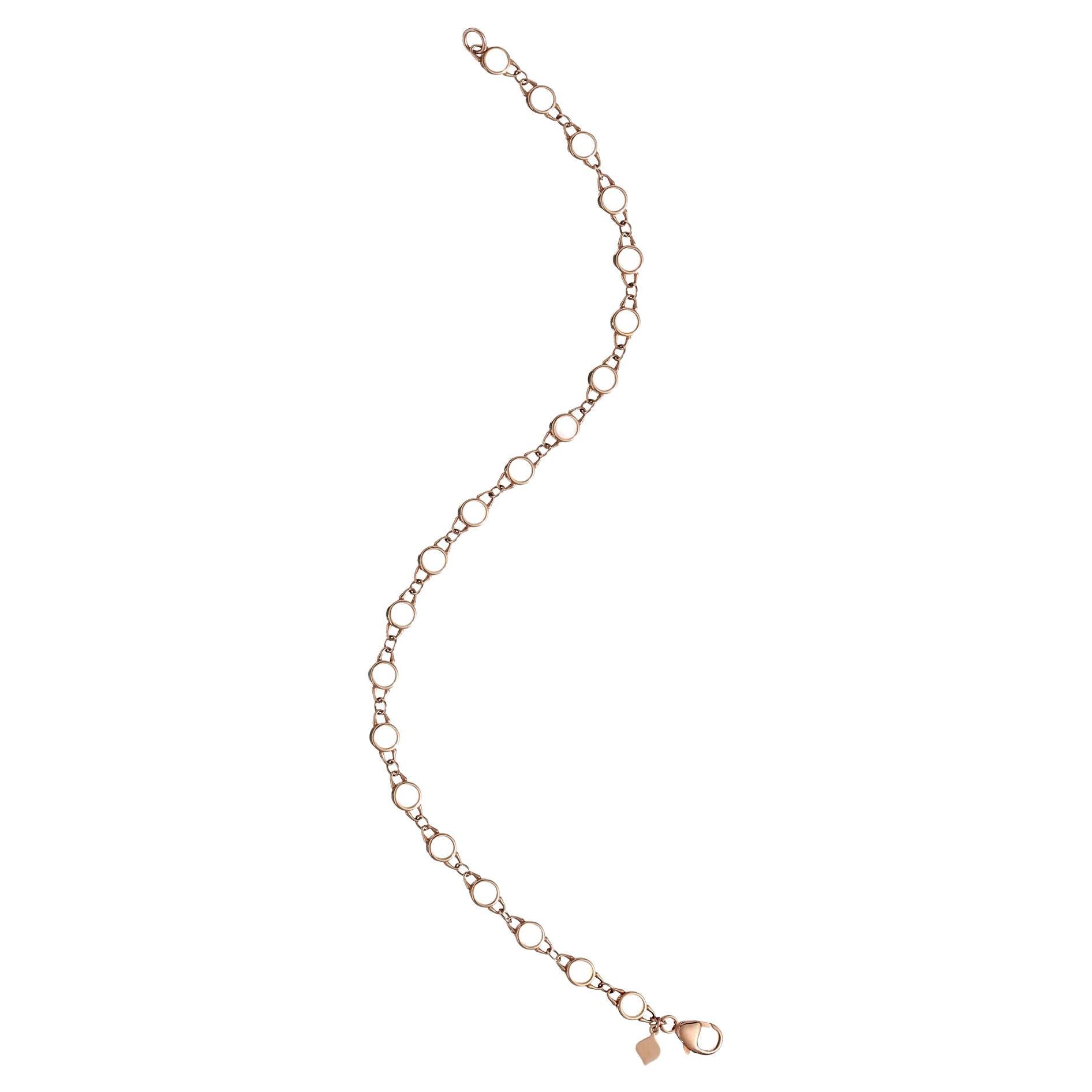 Roseate Jewelry TreasureLock Mother-of-Pearl Bracelet 3mm in Rose Gold For Sale