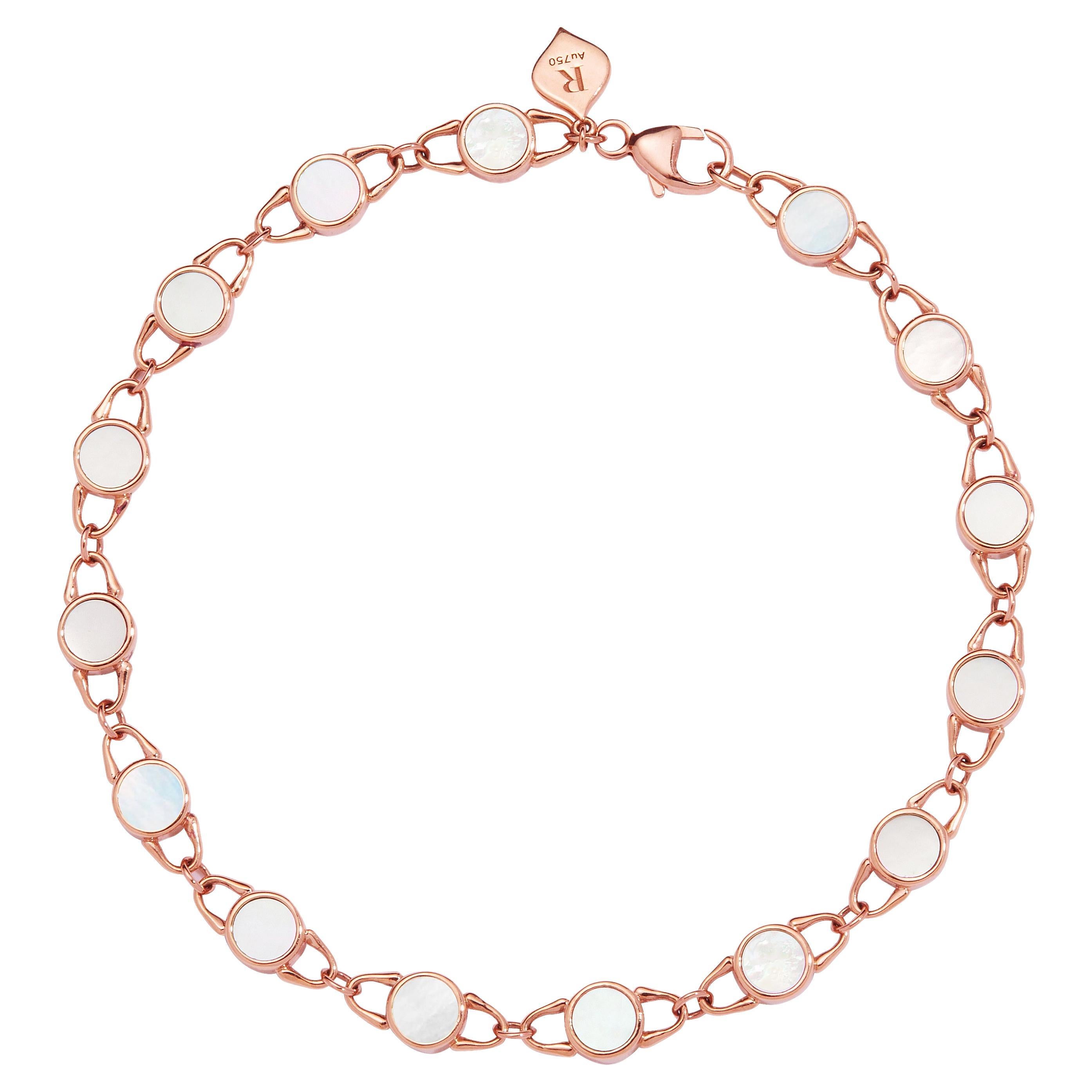 Bracelet Treasurelock en or rose 18 carats avec perles de rose de 4 mm