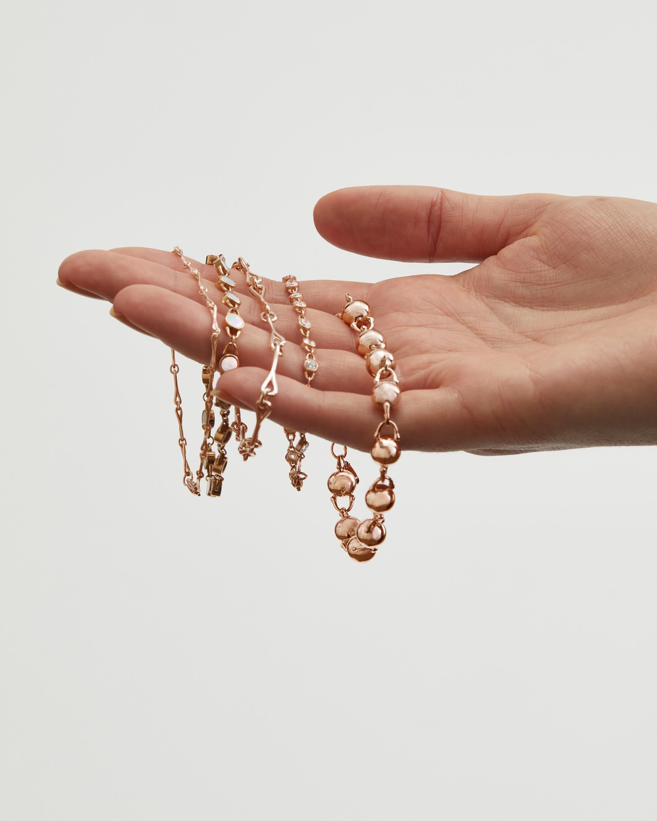 Women's or Men's Roseate Jewelry TreasureLock Mother-of-Pearl Bracelet 4mm in Rose Gold For Sale