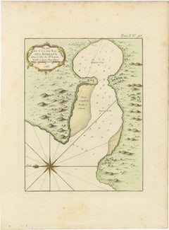 Roseaux, St. Lucia Island Map by Bellin, Handcolored Engraving, 1763