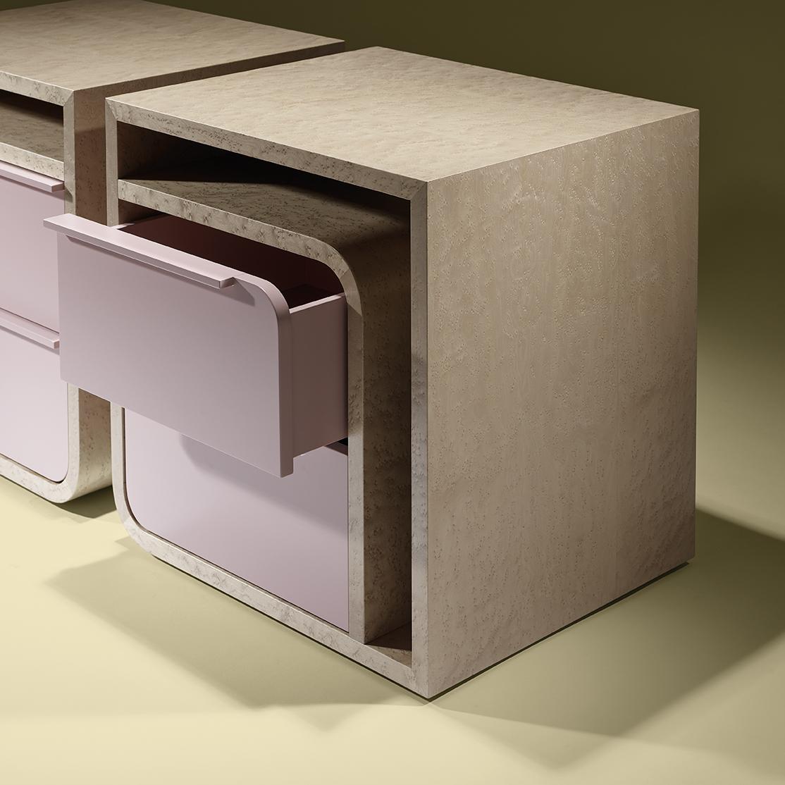 Rosebud II Contemporary and Customizable Bedside Table Set by Luísa Peixoto In New Condition For Sale In Frazão , Porto