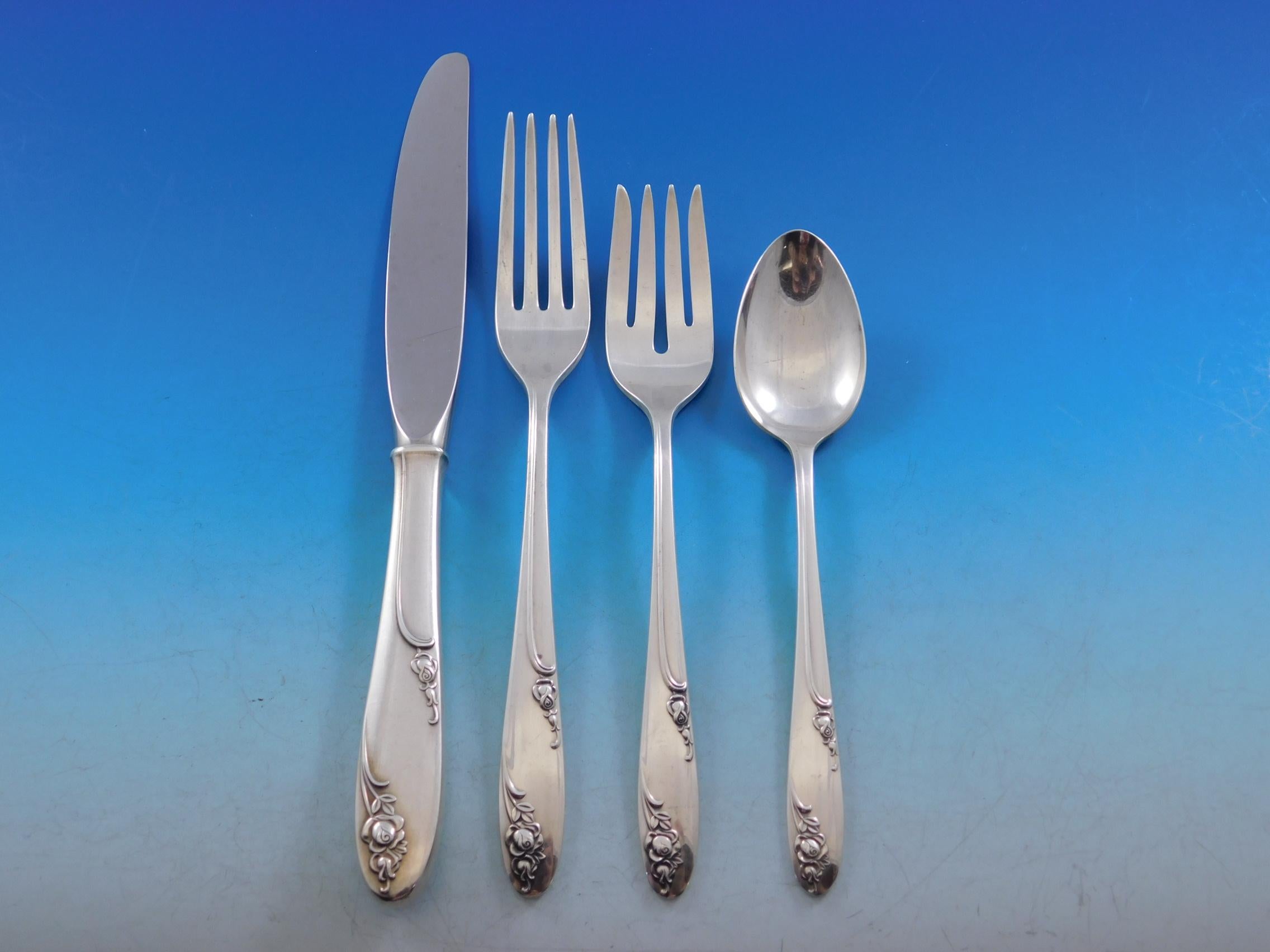 Rosecrest by Alvin Sterling Silver Flatware Set for 12 Service, 66 Pieces In Excellent Condition For Sale In Big Bend, WI