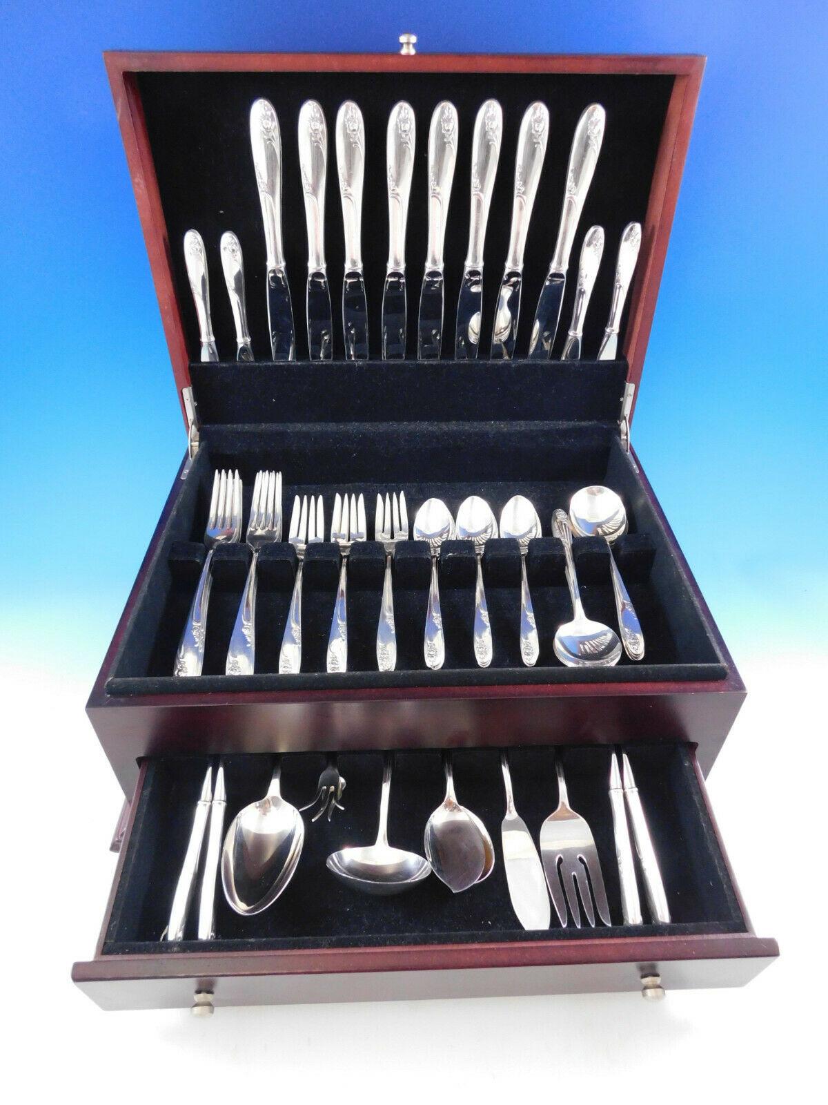 Scarso set di posate in argento sterling Rosecrest by Alvin, 56 pezzi. Questo set comprende:

8 coltelli per la cena da 9,5/8