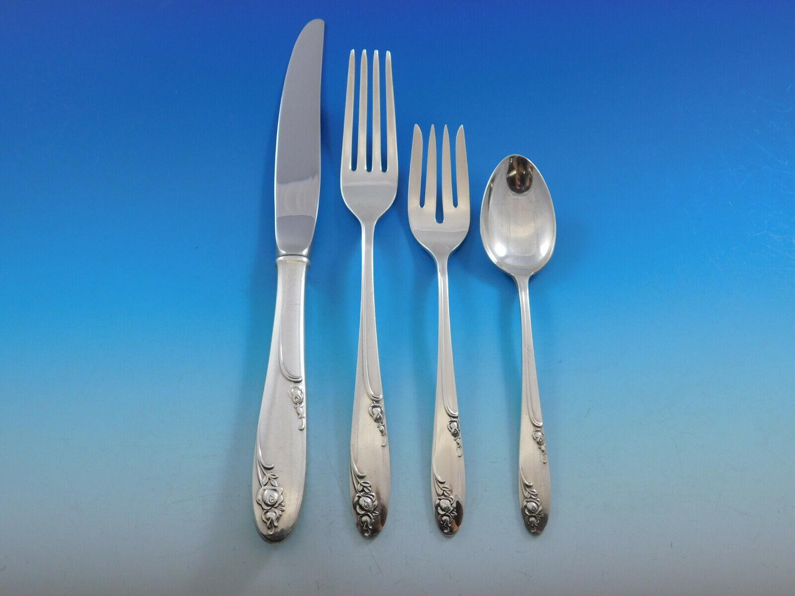 Rosecrest by Alvin Set di posate in argento sterling per 8 persone Servizio da tavola 56 pezzi In condizioni ottime in vendita a Big Bend, WI
