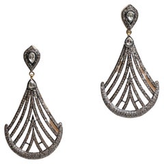 Rosecut and Pave` Diamond Chandelier Earrings