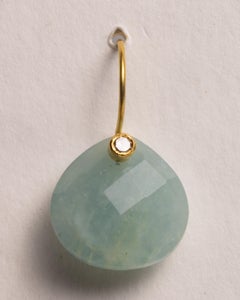Rosecut Aquamarine, Diamond and 18K Gold Drop Earrings