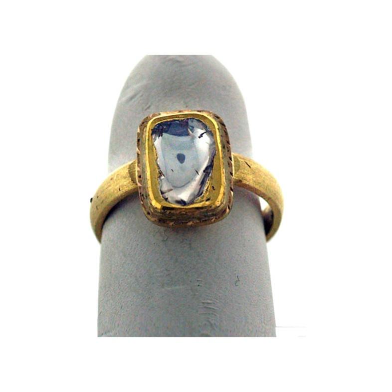 Art Deco Rosecut Diamond Cocktail Ring Made In 18k Yellow Gold For Sale