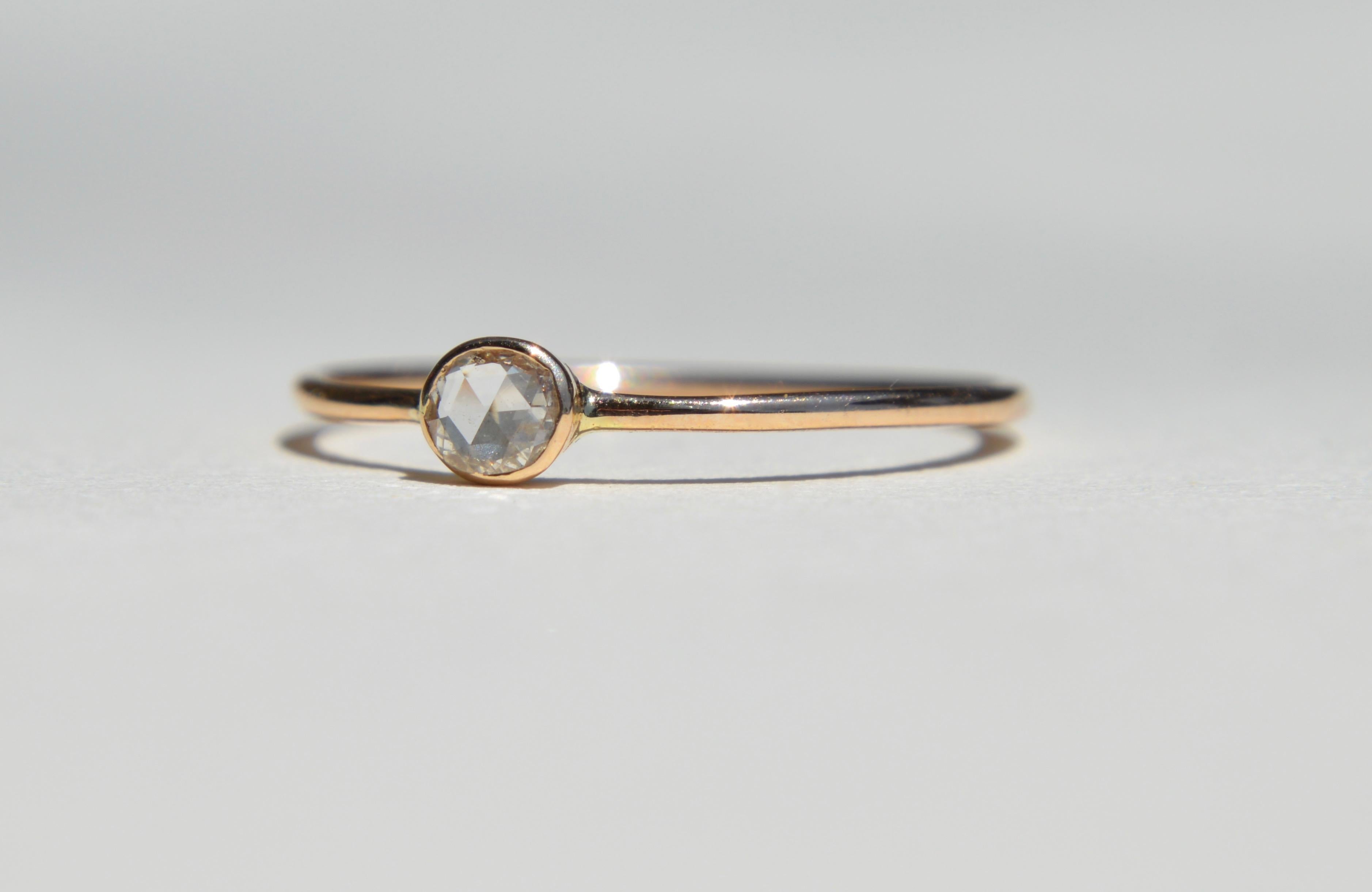 Contemporary Rosecut Diamond .21 Carat 14 Karat Gold Engagement Ring For Sale