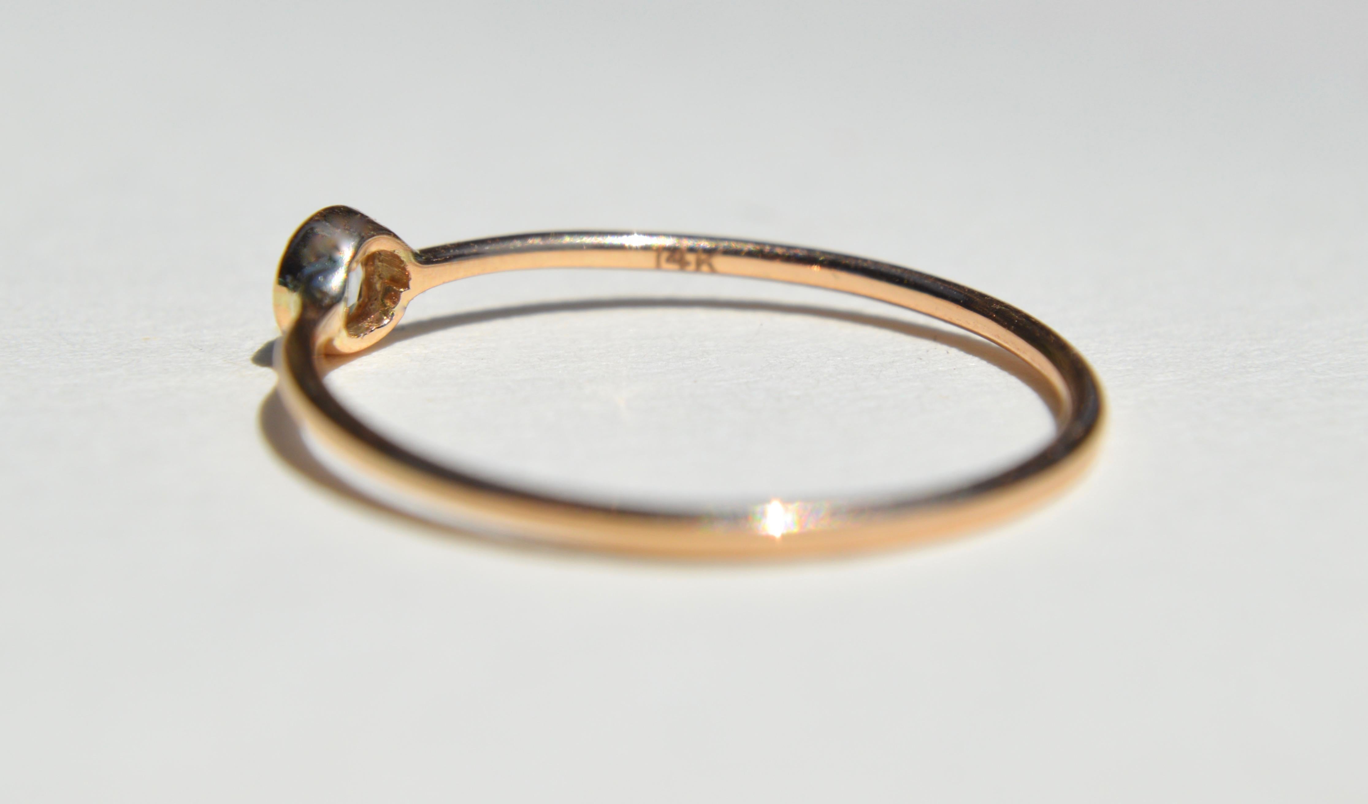 Rose Cut Rosecut Diamond .21 Carat 14 Karat Gold Engagement Ring For Sale