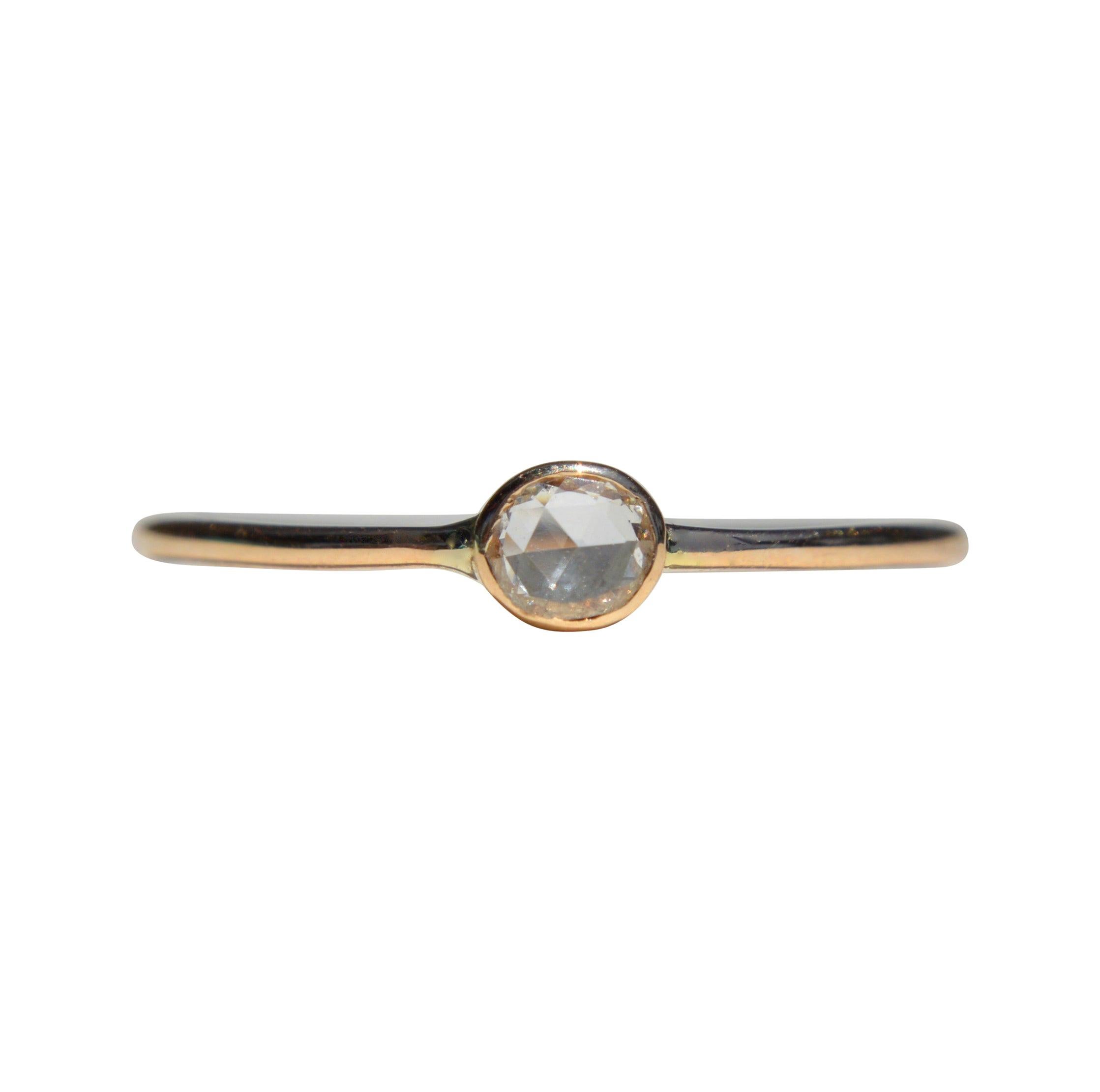 Rosecut Diamond .21 Carat 14 Karat Gold Engagement Ring For Sale