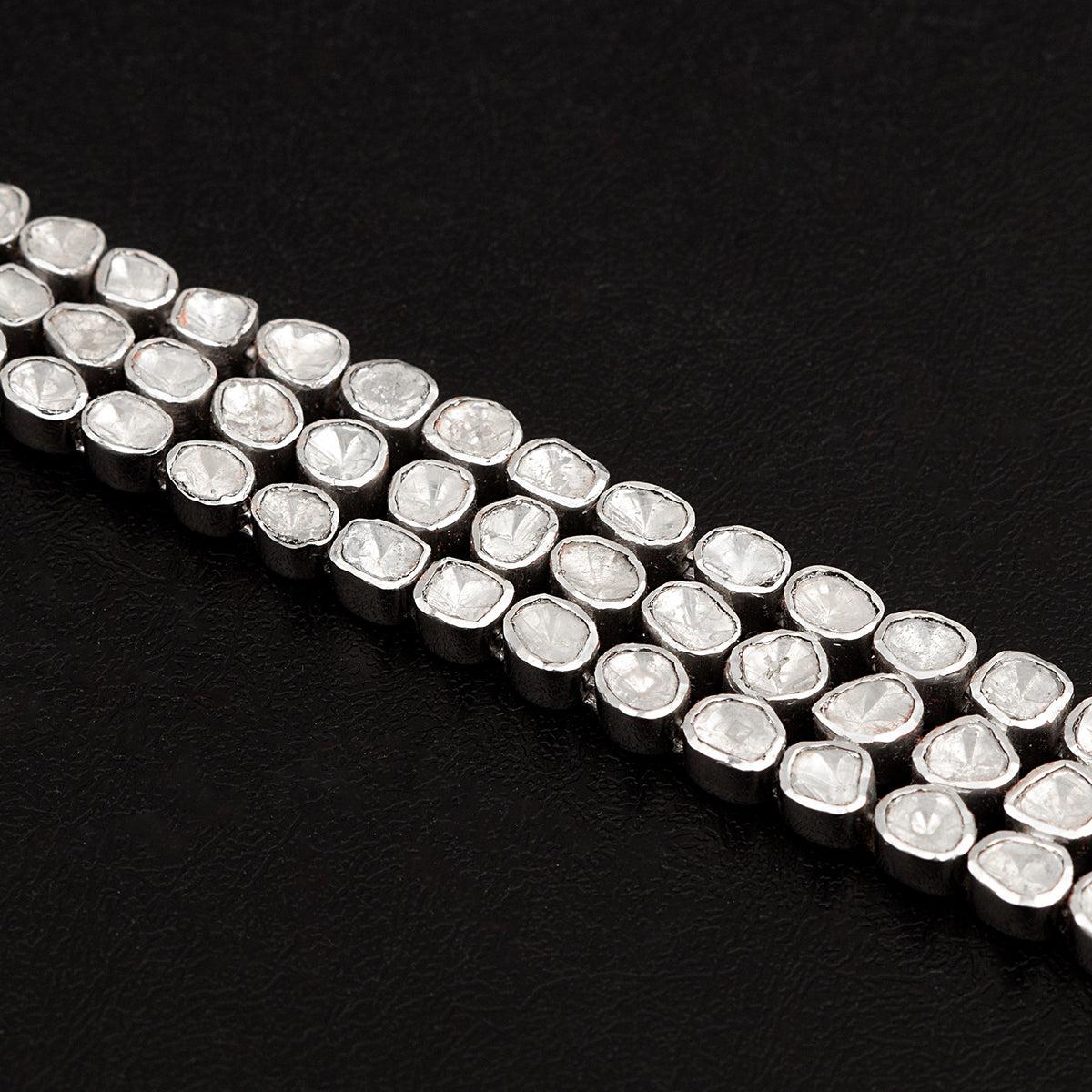 Rosecut Diamond Bangle 925 Silver Polki Diamond Bangle Oval Shape Clasps Bangle. For Sale 11