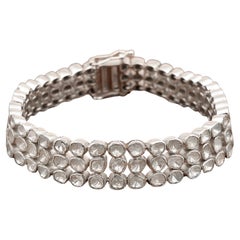 Rosecut Diamond Bangle 925 Silver Polki Diamond Bangle Oval Shape Clasps Bangle.