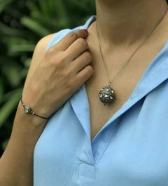 Rosecut Diamond Victorian Style Pendant Necklace in 925 Sterling Silver