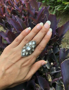 Rosecut Diamond polki Ring 925 Silver Diamond Ring For Wedding Gift