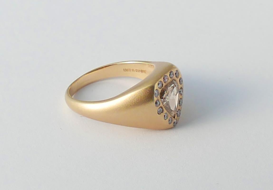 For Sale:  Rosecut Diamond Shield Ring in Solid Gold 3