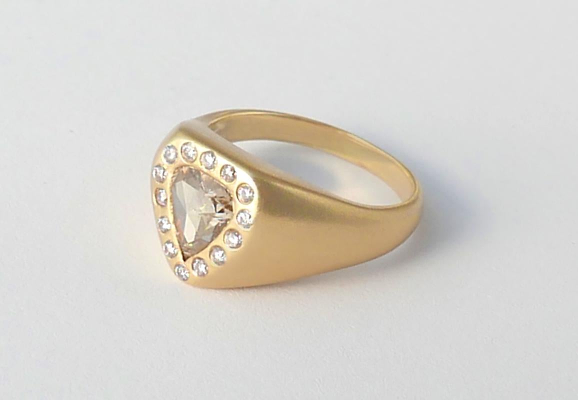 For Sale:  Rosecut Diamond Shield Ring in Solid Gold 5