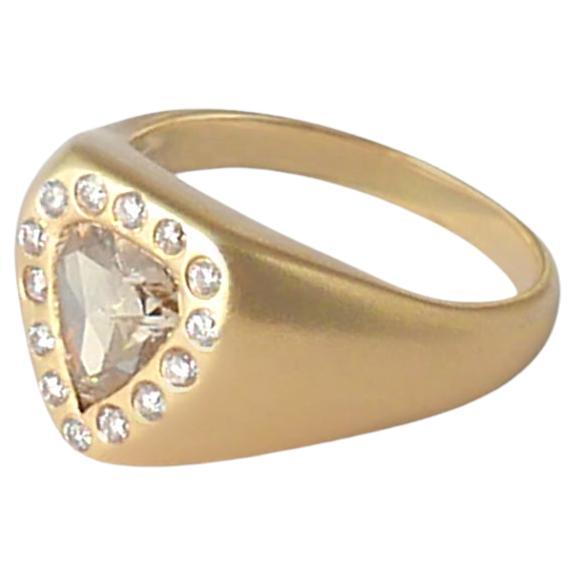 For Sale:  Rosecut Diamond Shield Ring in Solid Gold