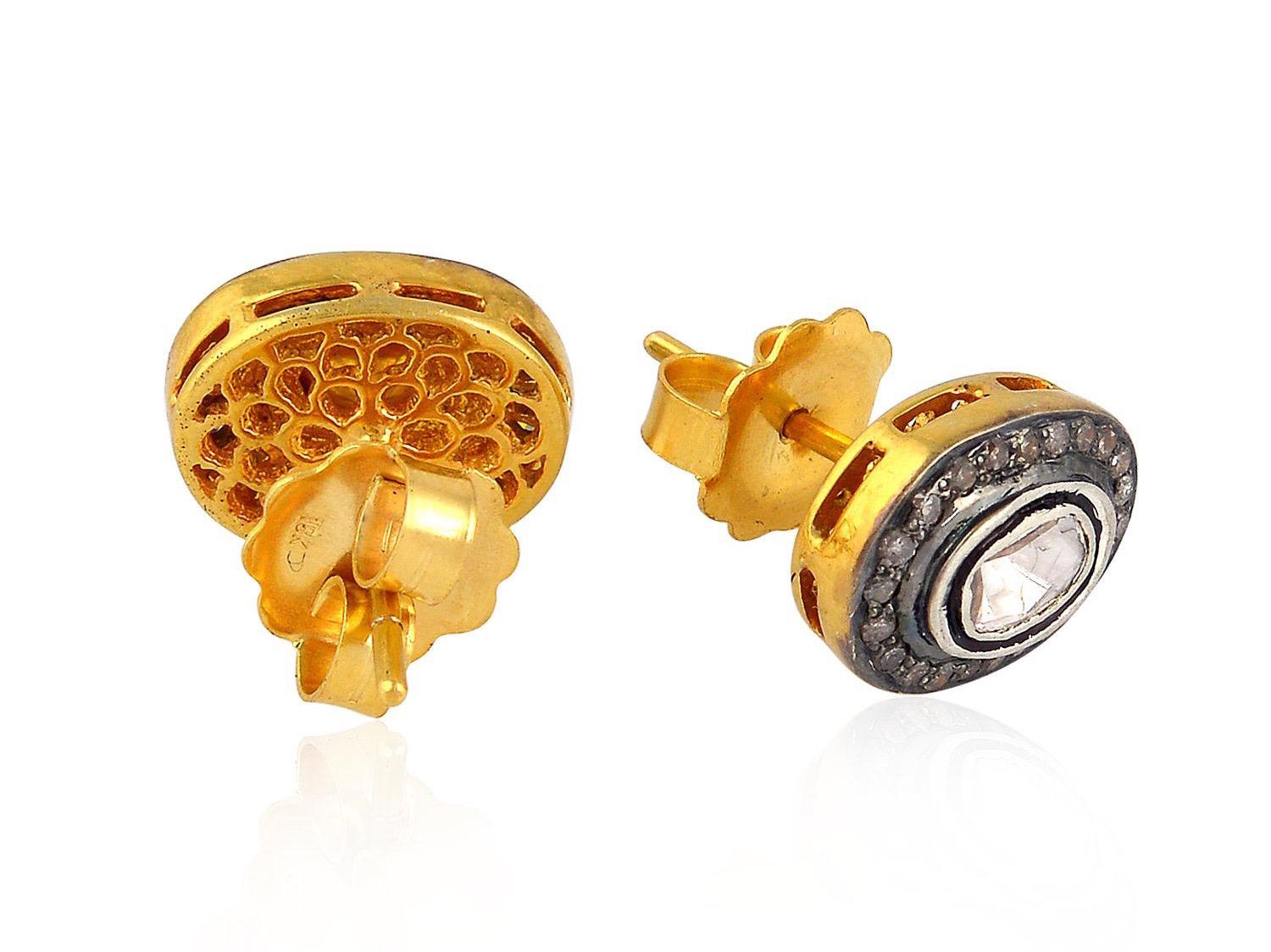 Rose Cut Rosecut Diamond Stud Earrings For Sale