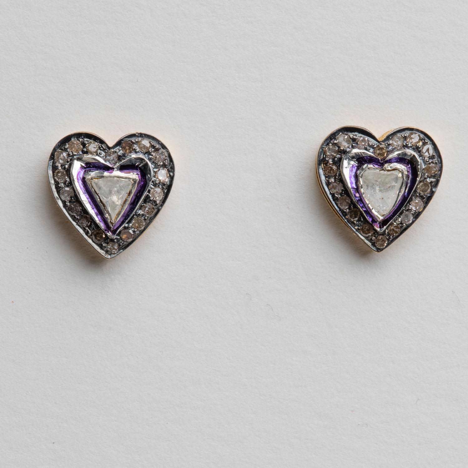Rosecut Diamond Stud Earrings In Excellent Condition For Sale In Nantucket, MA