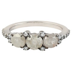 Rosecut Diamonds Band Ring With Sparkling Diamonds Made In 18k White Gold