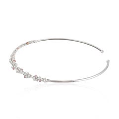 Collana girocollo con diamanti Rosecut e zaffiro rosa in oro bianco 18 carati
