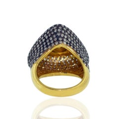 Rosecut Diamonds Cocktail Ring With Pave Diamonds Made In 18k Gold & Silver