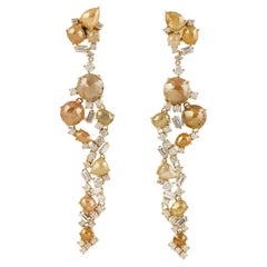 Boucles d'oreilles en or jaune 18k avec diamants Rosecut