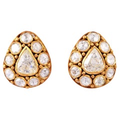 Boucles d'oreilles en or jaune 18k avec diamants Rosecut