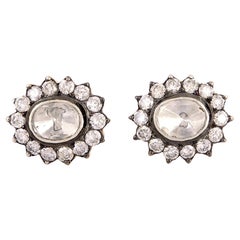 Rosecut Dimaonds Flower Shaped Studs Made In 14k Yellow Gold