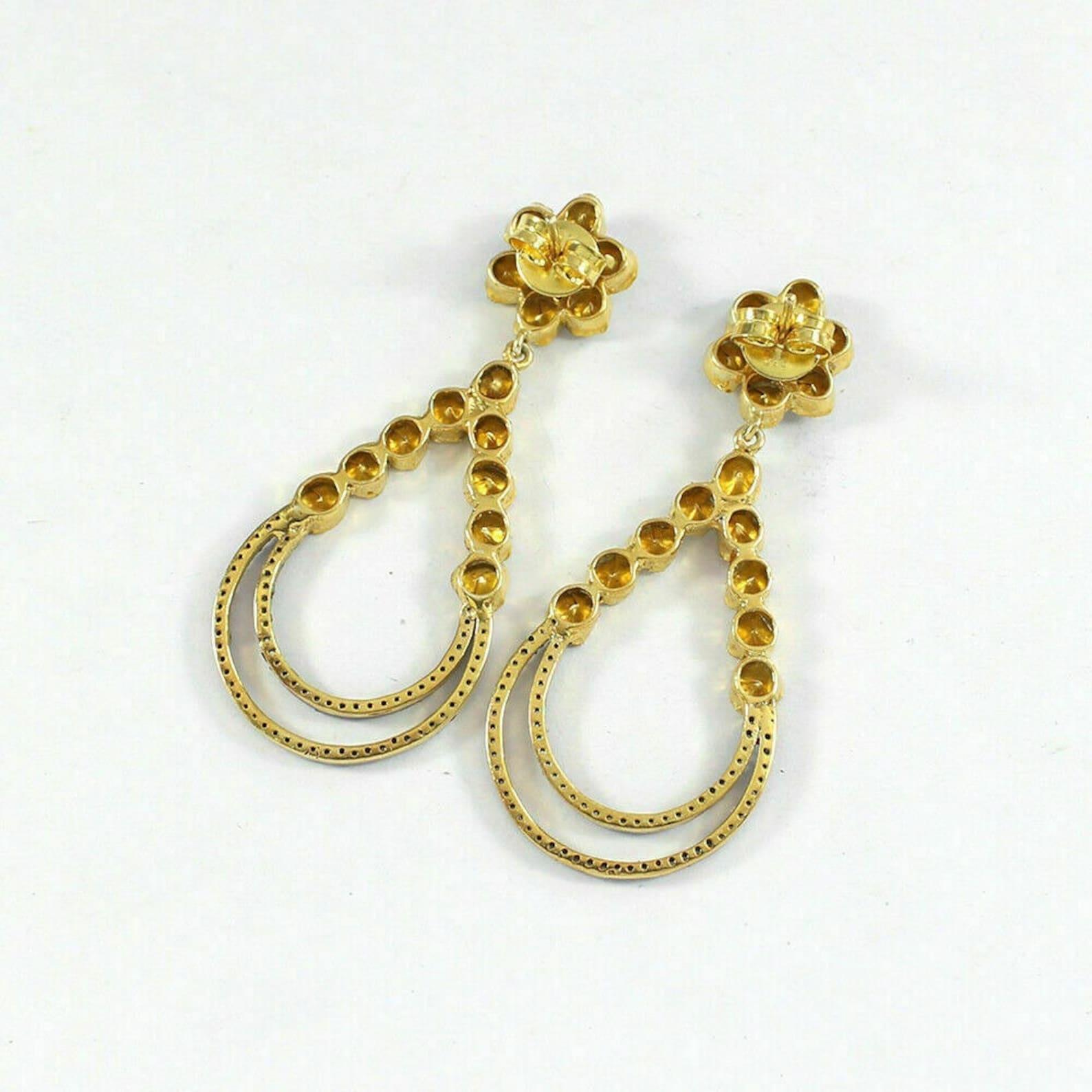 Rosecut Earring 925 Sterling Silver Pave Diamond Polki Earring Handmade Gifts. In New Condition For Sale In Chicago, IL