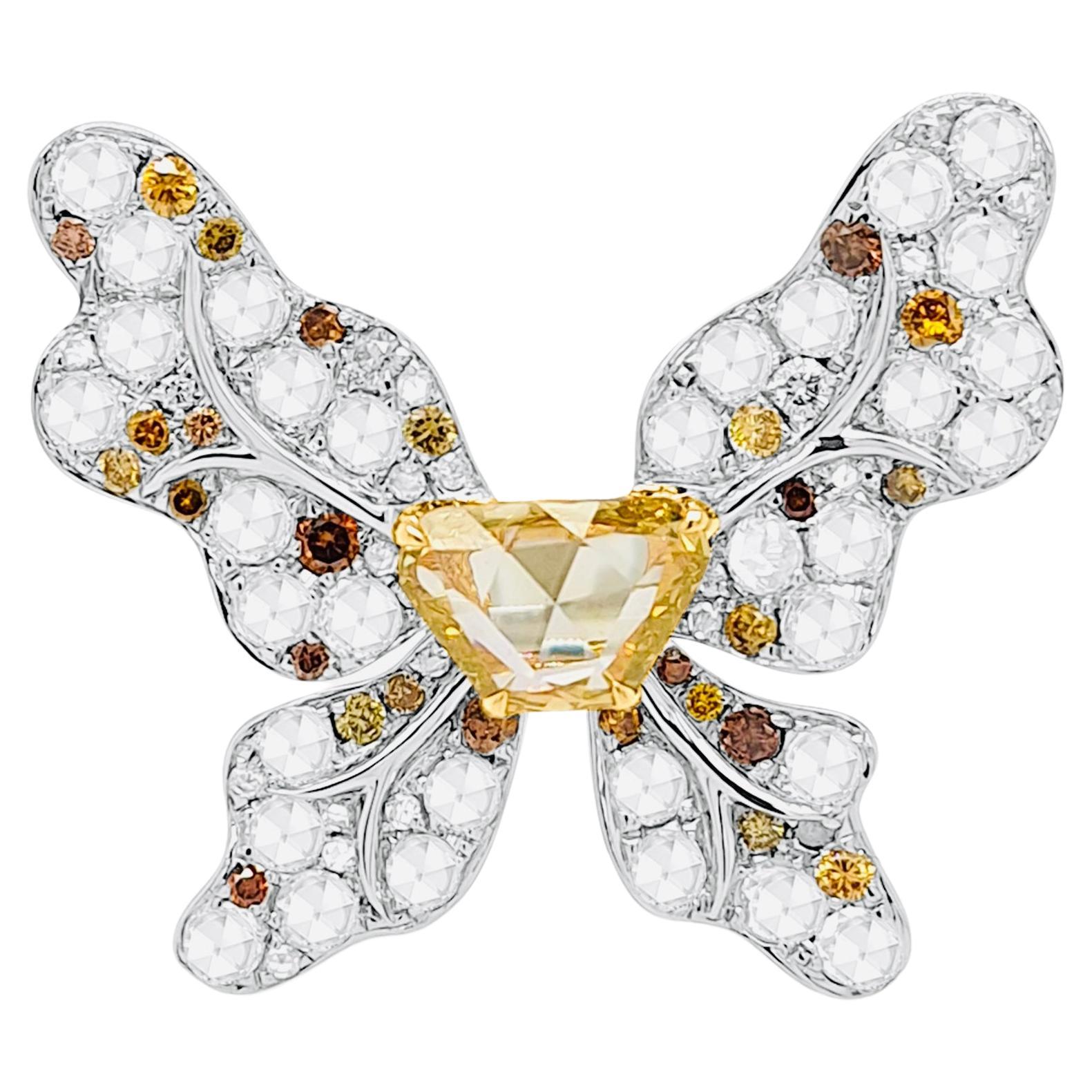 Rosecut Yellow Diamond with Colored Diamonds and rosecut White diamonds Ring